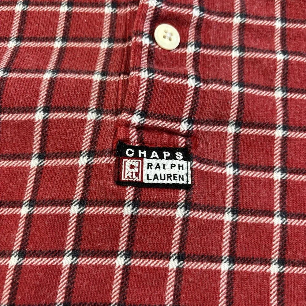 Vintage Chaps Ralph Lauren Rugby Polo Shirt Men's XL Plaid 90s Y2K Skate Preppy
